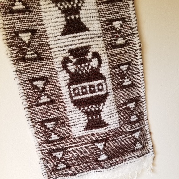 Vintage fringed wool blend tapestry - Picture 3 of 6